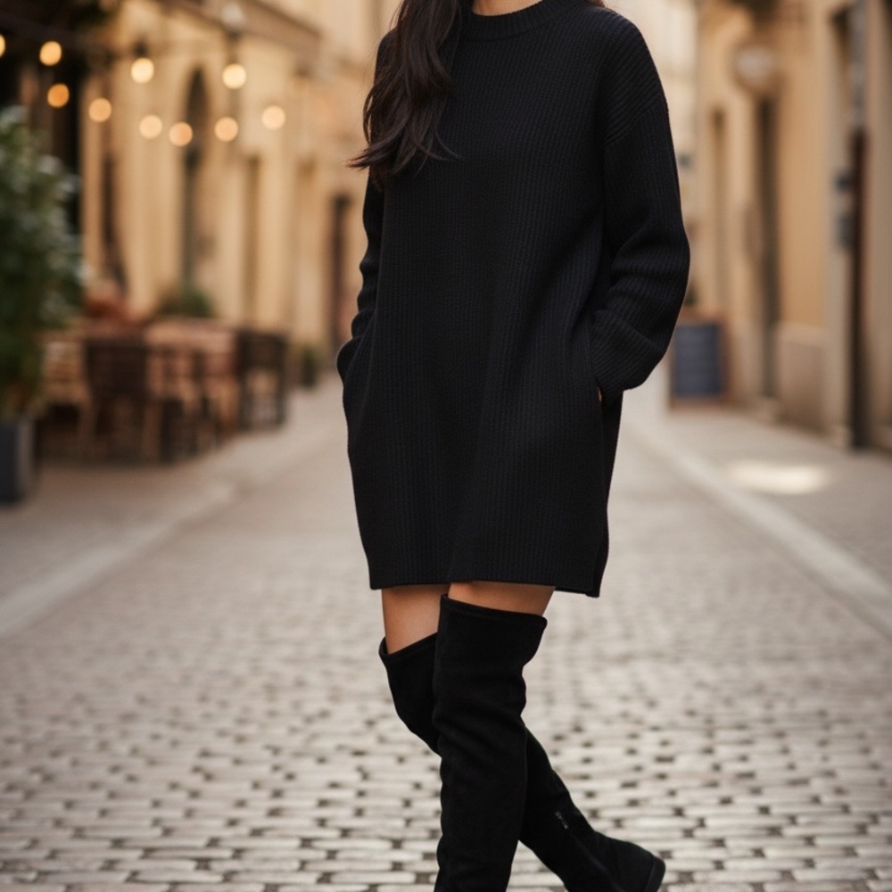 Stuart Weitzman Black Suede thigh high boots